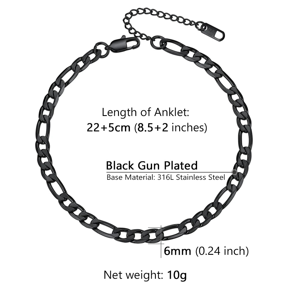 U7 Ankle Cuban Link Snake Figaro Bracelets