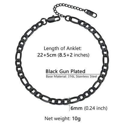 U7 Ankle Cuban Link Snake Figaro Bracelets