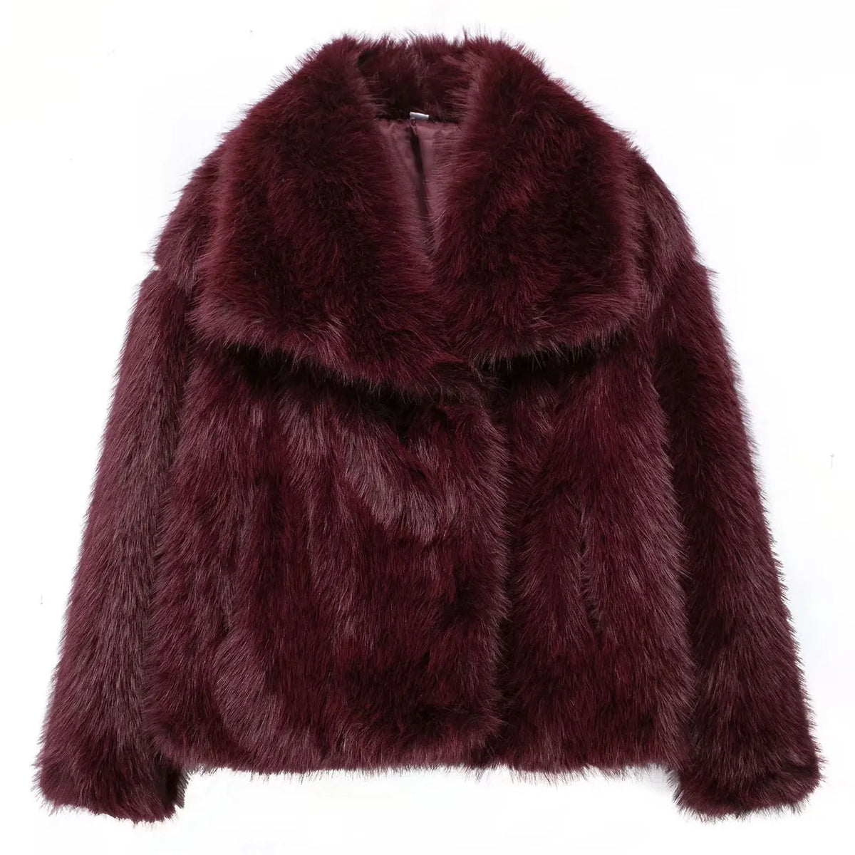 Elegant Faux Fur Warm Fluffy Loose Long Sleeve Lapel Jacket