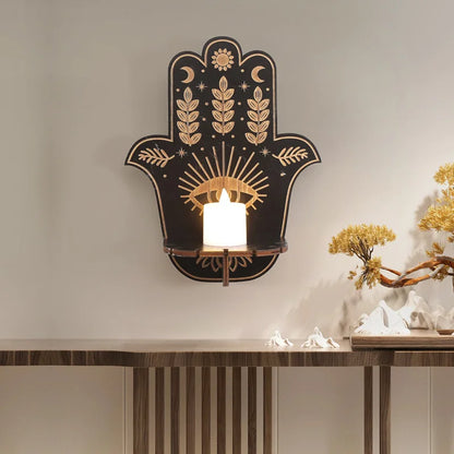 Wall Hanging Candlestick Wooden Carving Decor