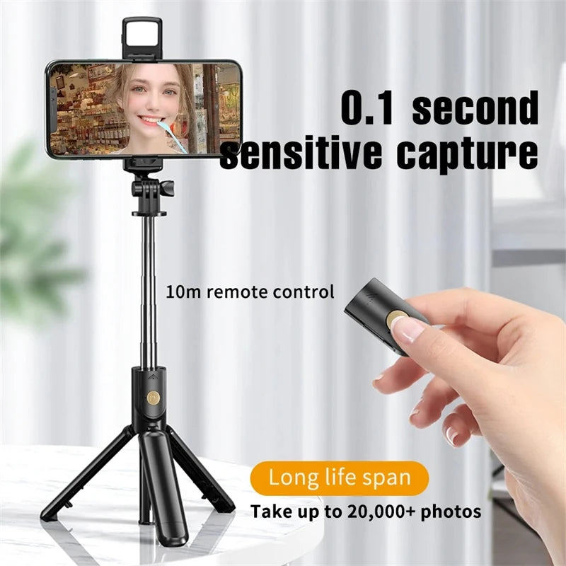Expandable 3-in-1 Selfie Stick Tripod With Detachable BT Wireless Remote