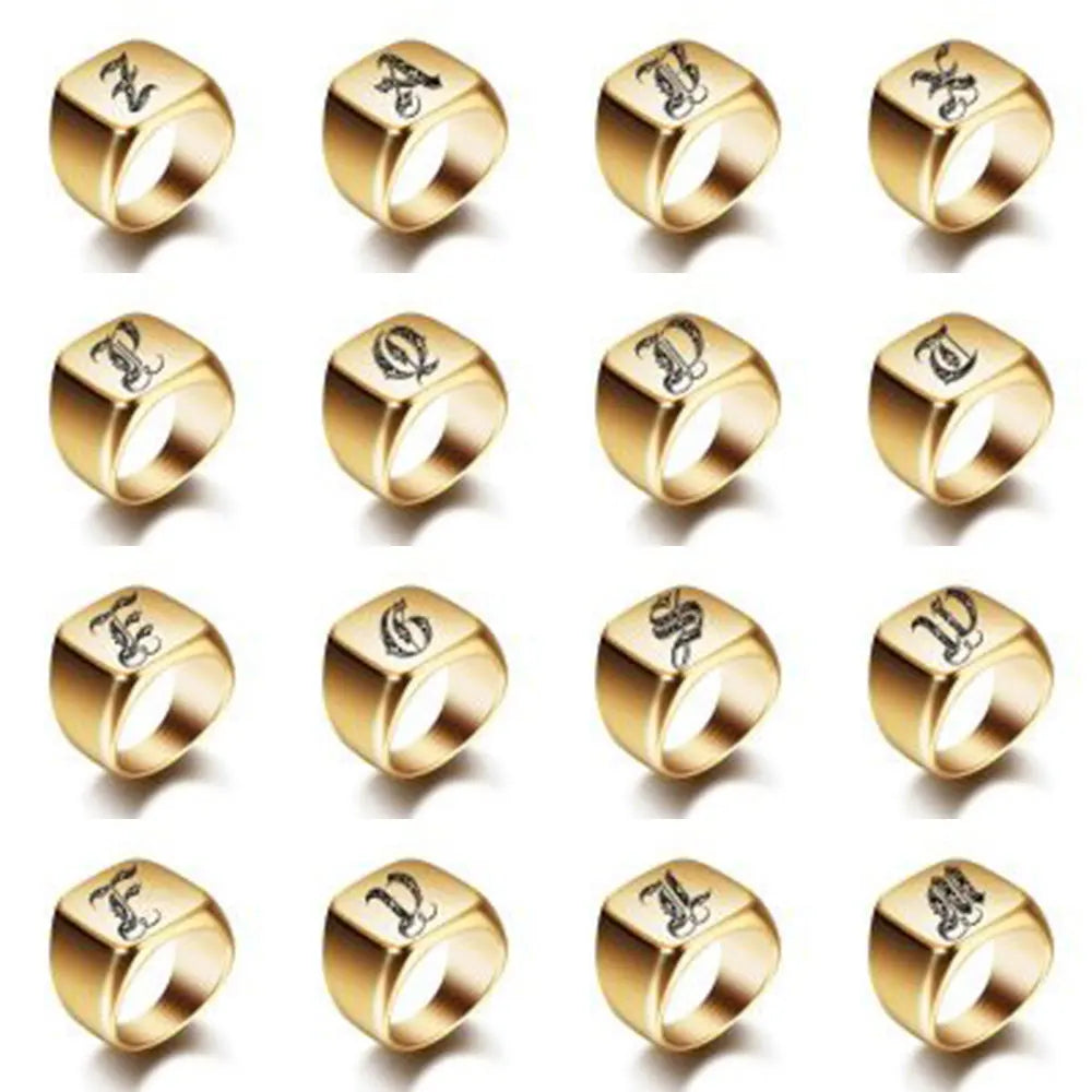 Customized Letter Pattern Logo Stainless Steel Rings