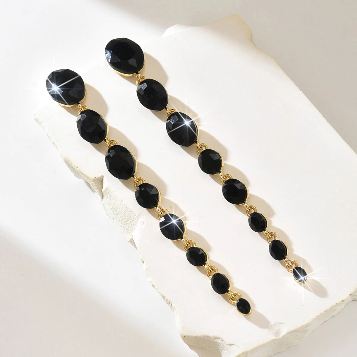 Tassel light luxury rhinestone long earrings