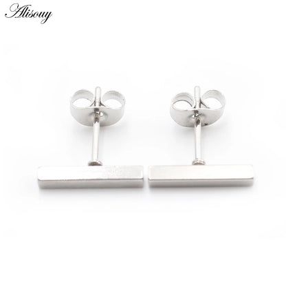 Bar Ball Geometric Long Square Ear Stud Earring