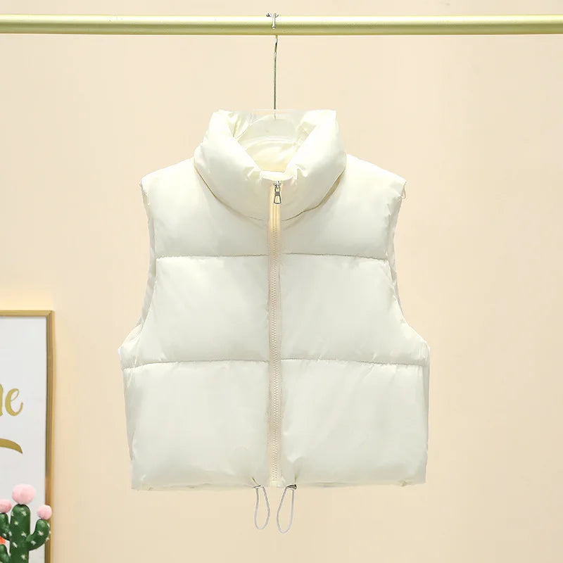 Short Down Sleeveless Vest Stand Collar Zipper Jacket
