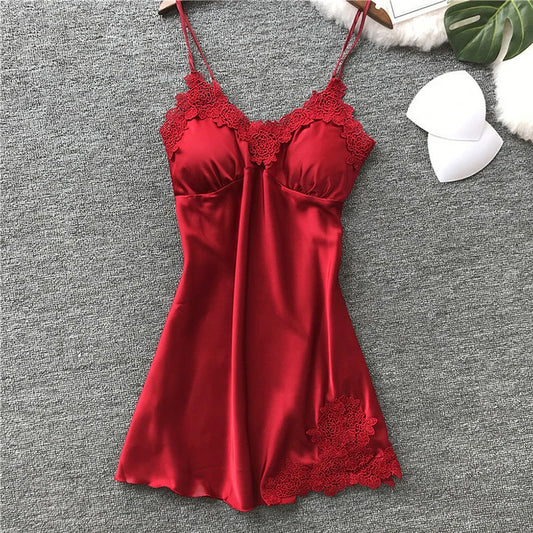 Sexy Silk Suspender Nightdress Pajamas