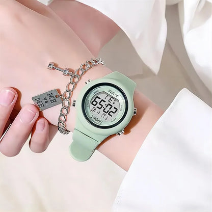 Cat-Ear Kids Watch with Bracelet Waterproof Digital Watch LED Wristwatch