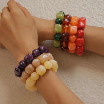 Acrylic Irregular Square Round Beaded Bracelet
