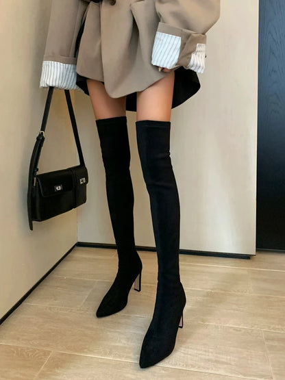 Black Stretch Skinny Sexy Boots