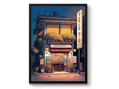Japanese Tokyo Teahouse Cartoon Canvas Print