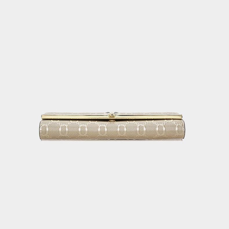 Split Leather Long Wallet Clutch Bag