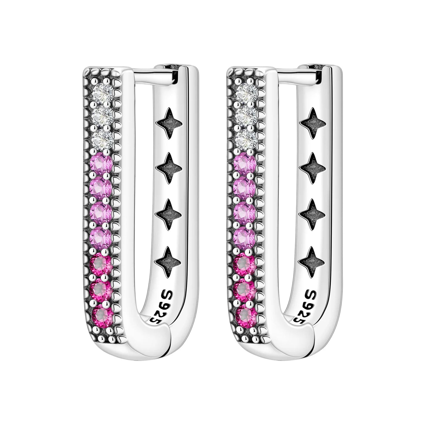 925 Sterling Silver Simple Gold U-shaped Earrings