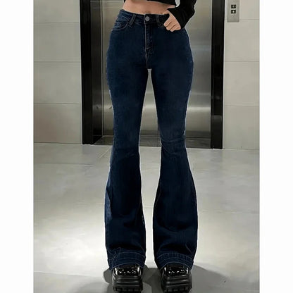High Waist Flared Jeans Trousers