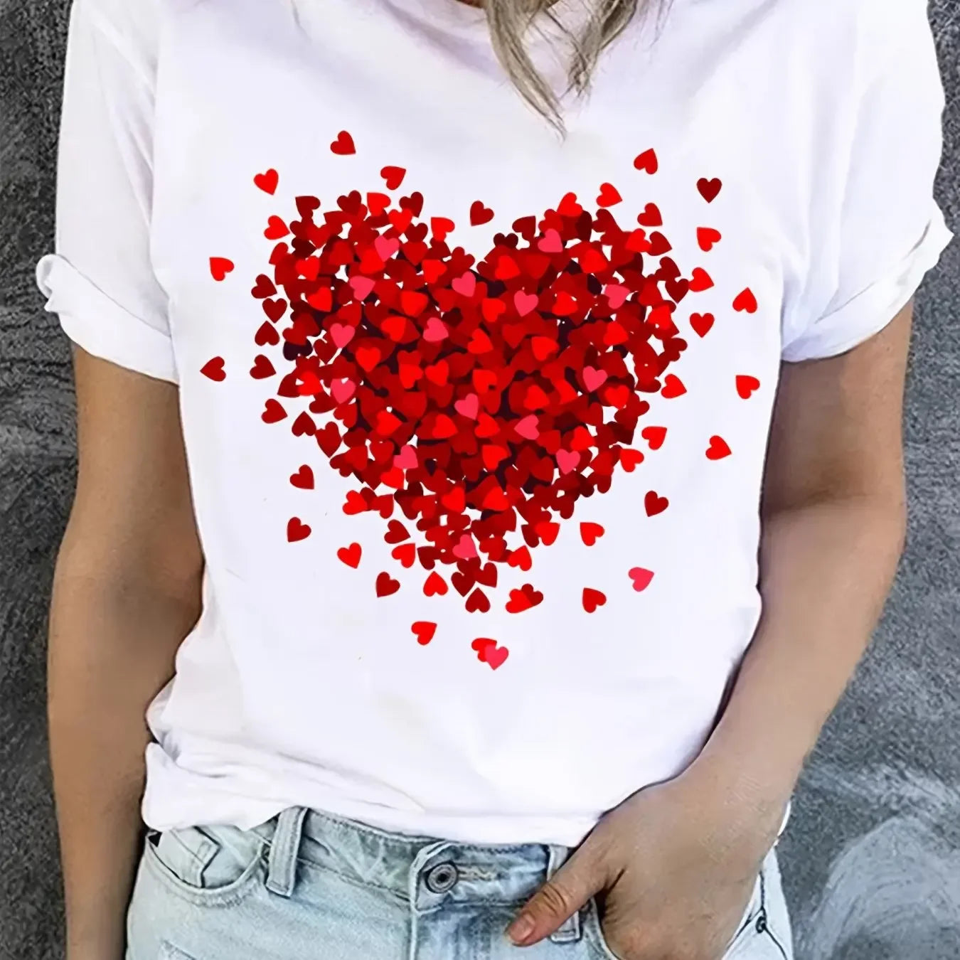 Red Heart Graphic Prints Short Sleeve Shirt