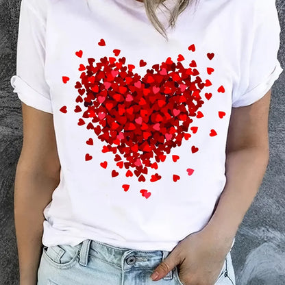 Red Heart Graphic Prints Short Sleeve Shirt