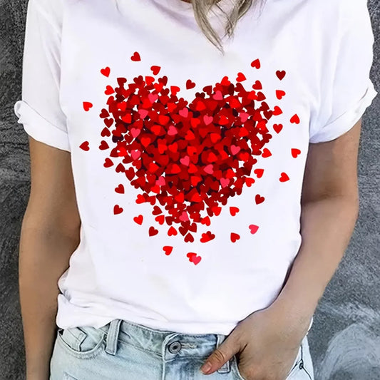 Red Heart Graphic Prints Short Sleeve Shirt