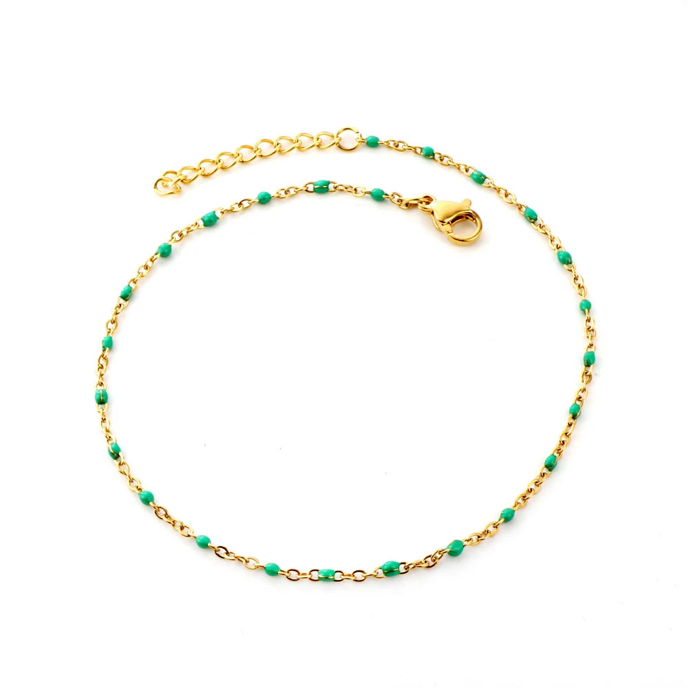 Bohemian Blue Green Yellow Beads Anklet Chains