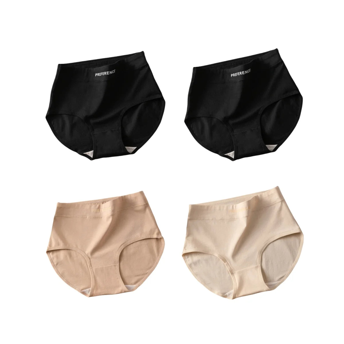 4Pcs/Set High-Waist Cotton Plus Size Lingerie
