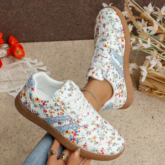 Floral Sport Comfortable Breathable Single Round Toe Sneakers
