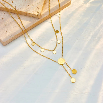 Stainless Steel Round Roman Dial Long Necklace