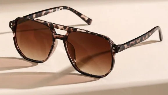 Vintage Square Thick Frame Double Bridges Sunglasses