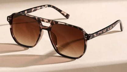 Vintage Square Thick Frame Double Bridges Sunglasses
