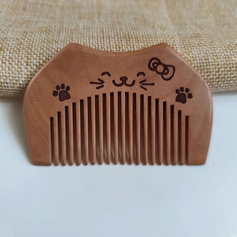 Natural Peach Wood Hair Comb Close Teeth Anti-static Brash