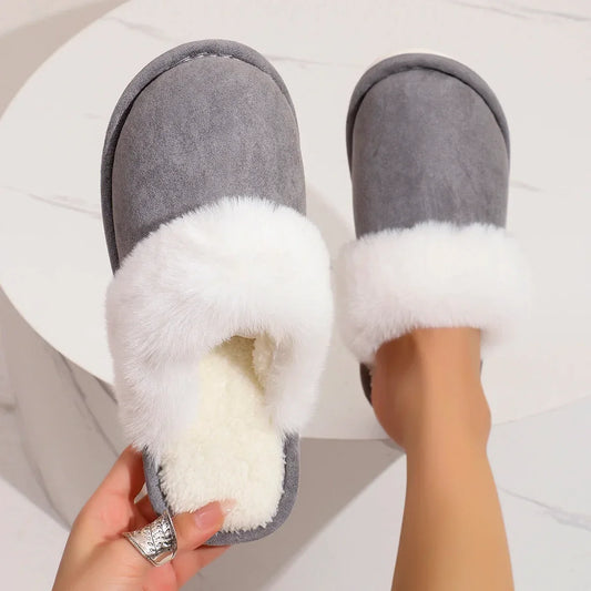 Fluffy home warm soft soled plush lined slippers