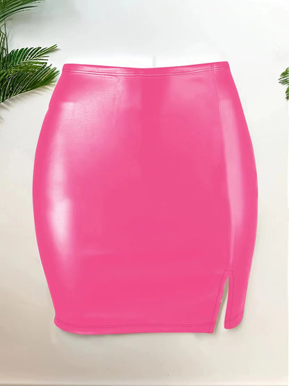 Falda corta de cuero de talle alto sexy