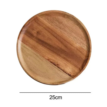 10/15/20/25cm Wooden Round Serving Platter Tray