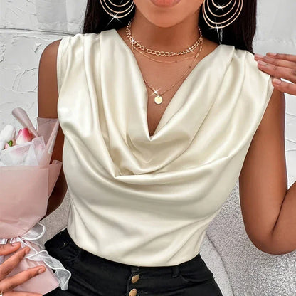 Silk-Like Satin Sexy Top Shirts