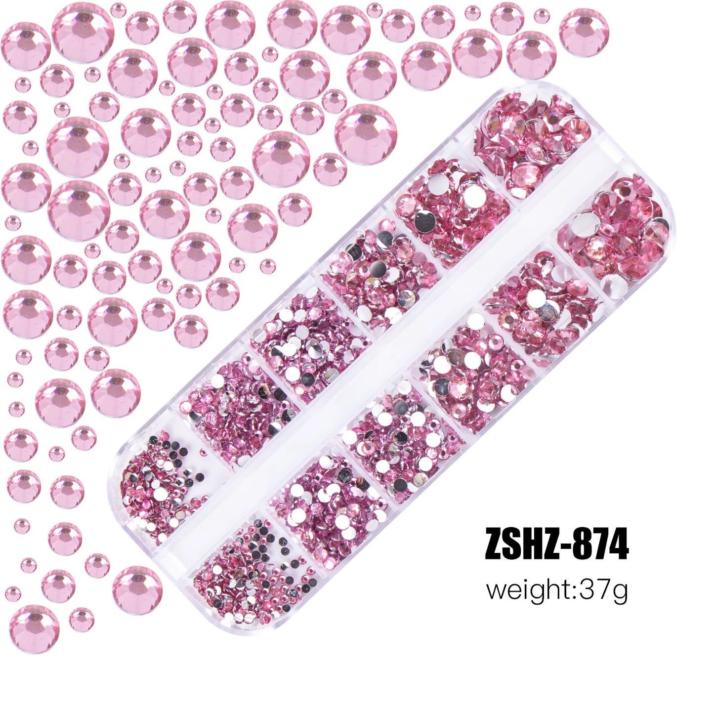 2400pcs+ Shiny Clear Crystal Gems Nail Rhinestones