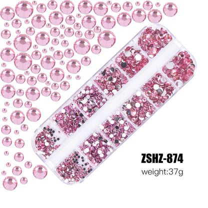2400pcs+ Shiny Clear Crystal Gems Nail Rhinestones