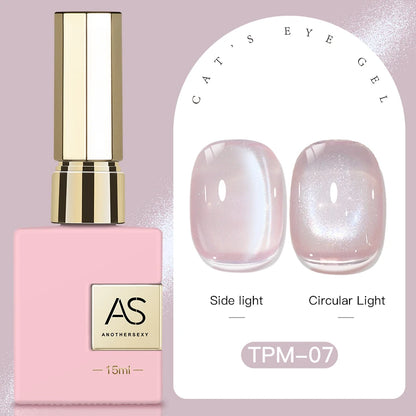 15ml Peachy Whimsy Pink Cat Eye Gel Nail Polish Glitter