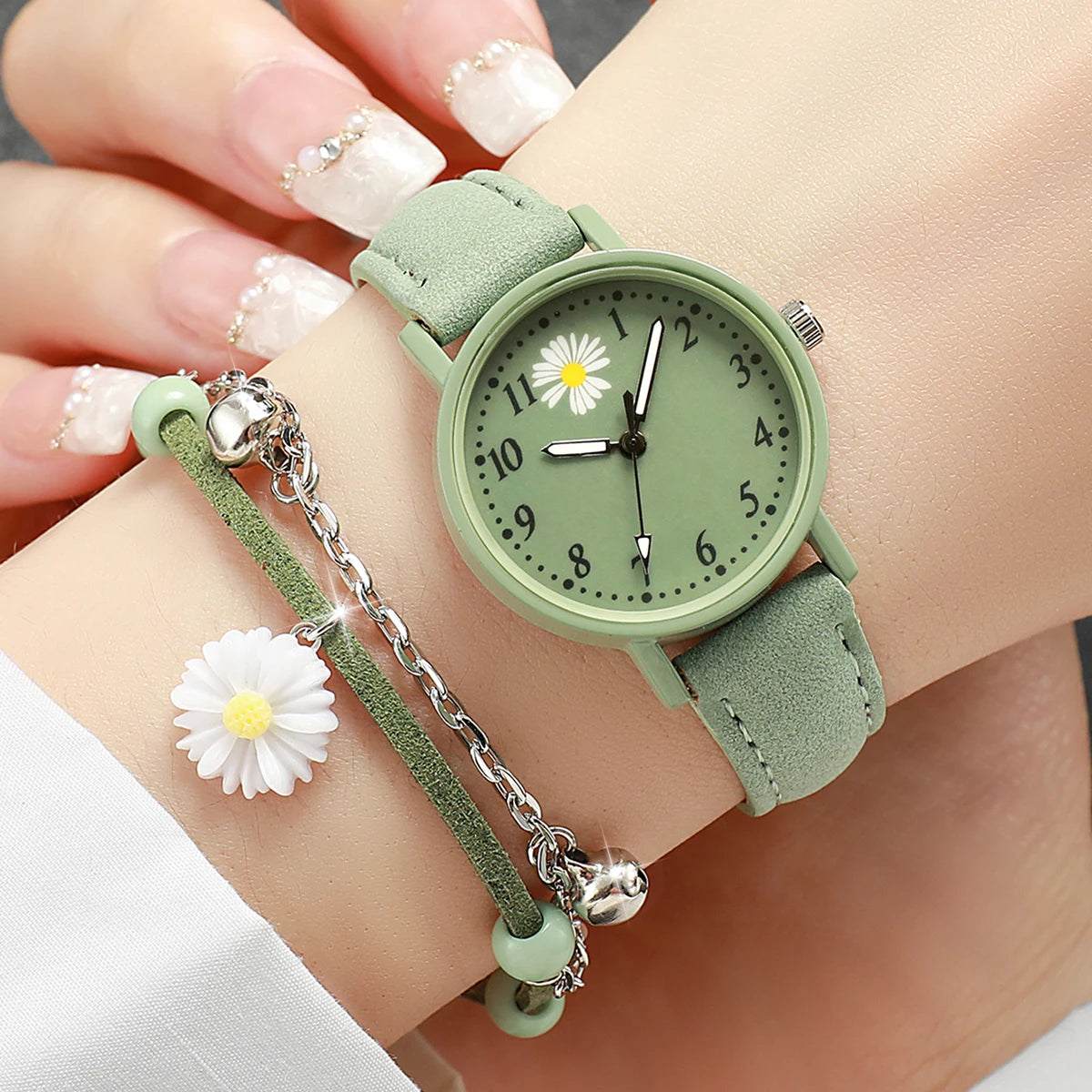 2PCS/Set Arabic Dial Leather Strap Quartz Watches