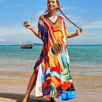 Swimsuit Kaftans Beach Cover Ups Colorful Outfits Dress