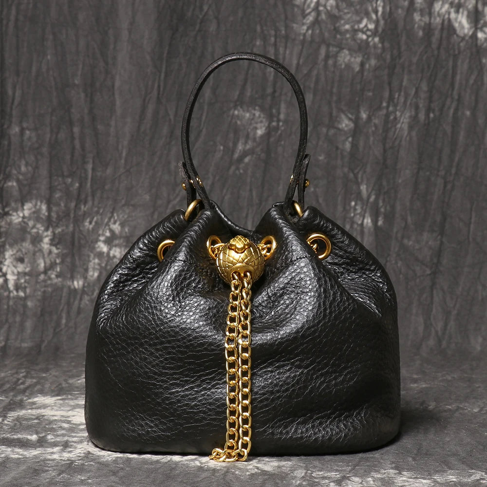 Genuine Leather Chain Crossbody Bag