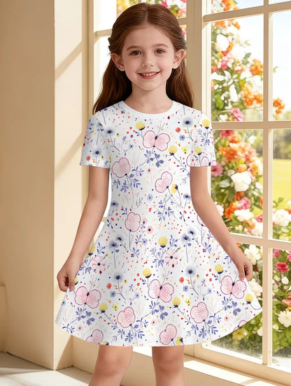 Beautiful Butterfly Printed Short Sleeve Dress