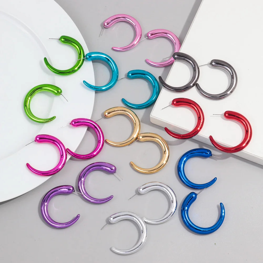 FishSheep Trendy Acrylic Geometric Circle Hoop Earrings Set