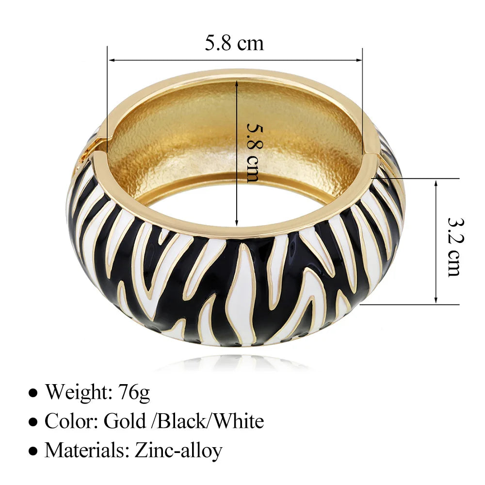 Zebra Shape Round Metal Wide Geometric Bracelet