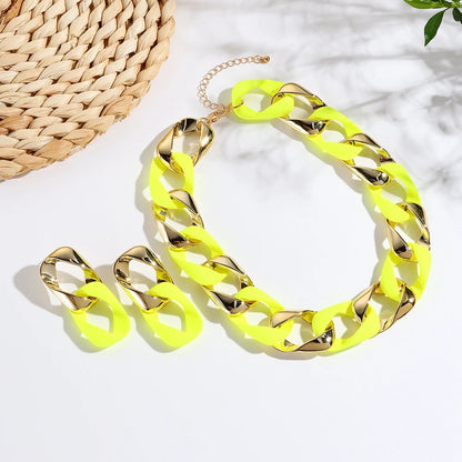 Hip Hop Color Acrylic Choker Necklace Set