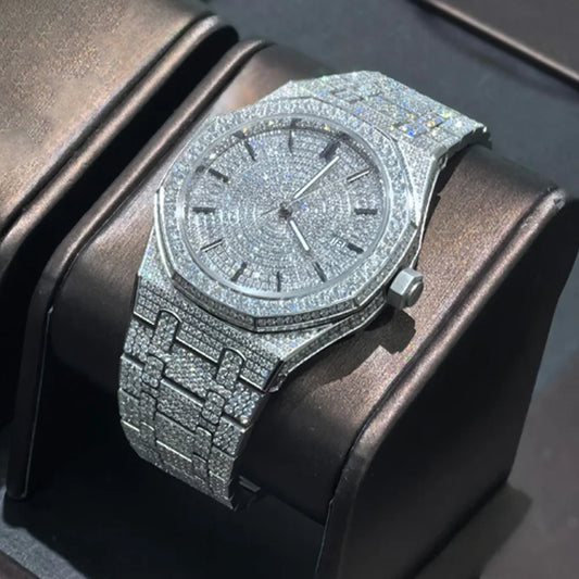 Moissanite Diamond Mechanical Automatic Movement Unisex Luminous Dial Luxury Wristwatch