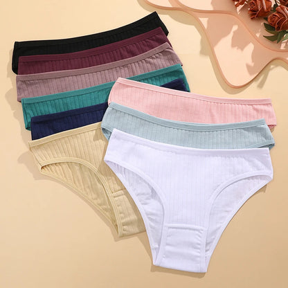 4Pcs Cotton Striped Sexy Stretch Lingerie