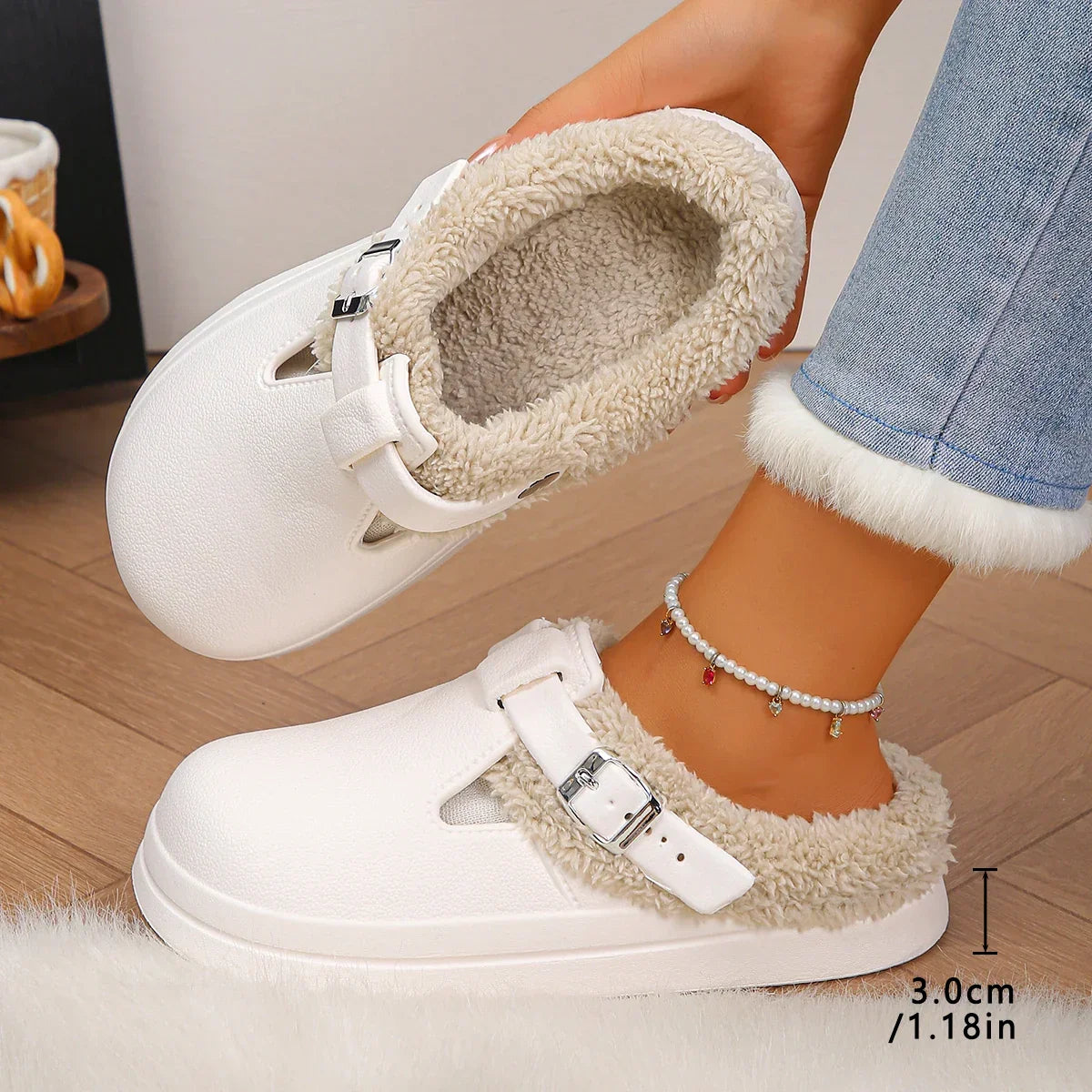 Waterproof Eva Furry Soft Thick Slippers