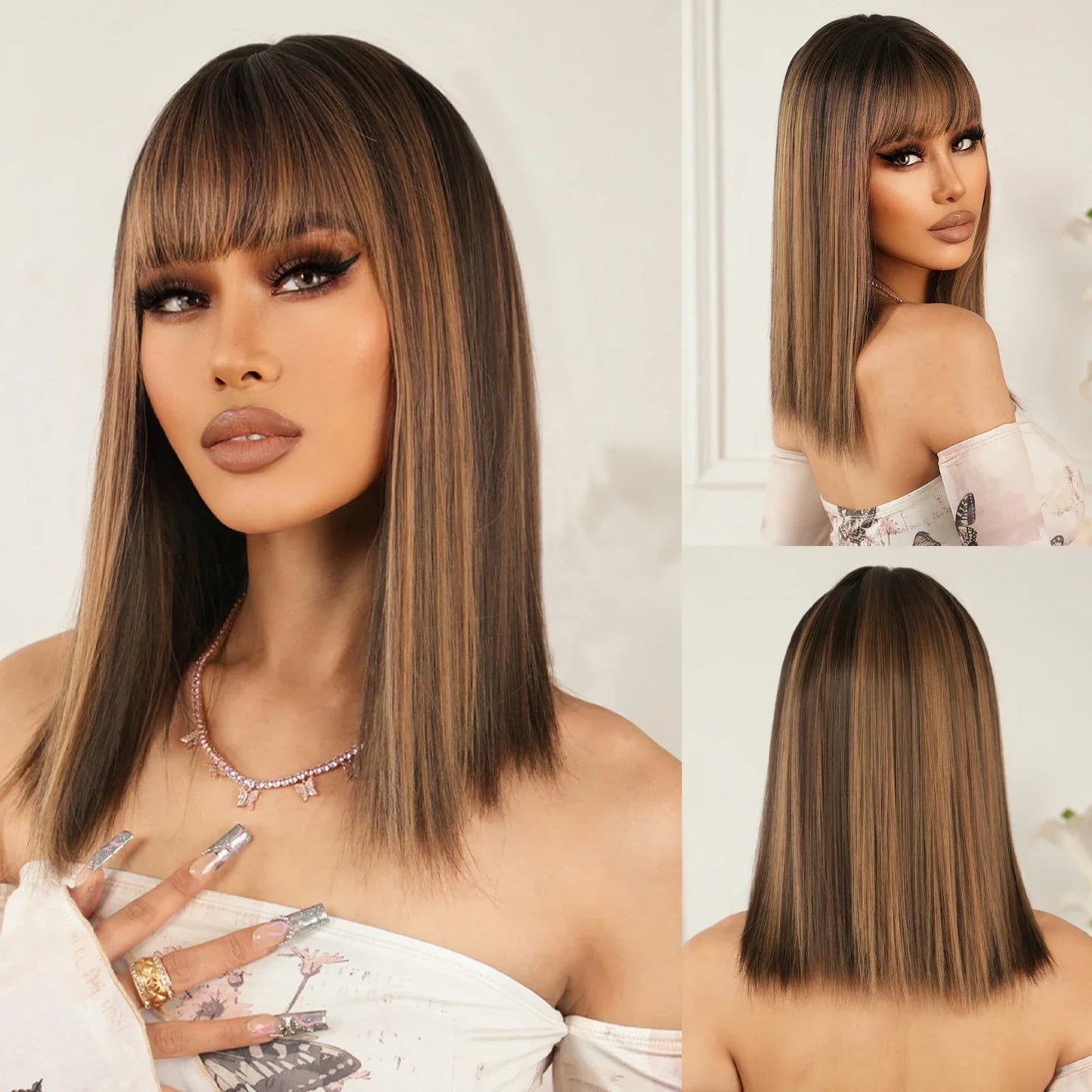 Straight Black Bob Synthetic Wig