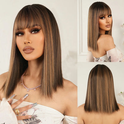 Straight Black Bob Synthetic Wig