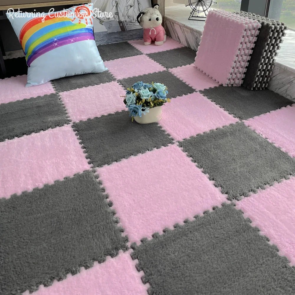30*30CM Soft Plush Children Kids Rug Play Mat Puzzle Carpet
