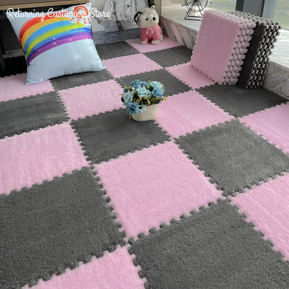 30*30CM Soft Plush Children Kids Rug Play Mat Puzzle Carpet