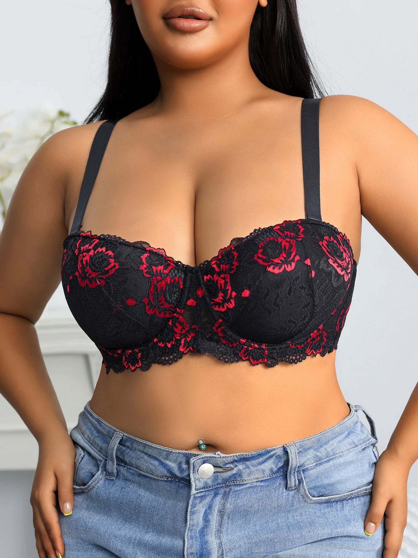 Wide Strap Plus Size Bra Lace Lingerie
