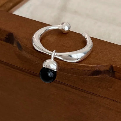 Sam Panda 925 Sterling Silver Simple Vintage Big Ball Ring